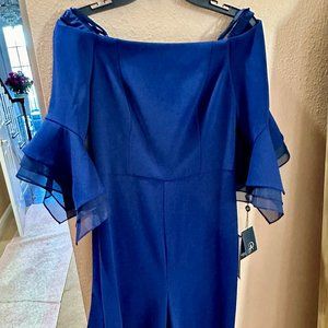 Adrianna Papell Blue Jumpsuit Pantsuit Organza Crepe NWT 6